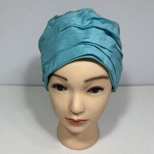 Vintage 1960s New Blue Turquoise Turban Style Hat Lightweight Cotton Union Made